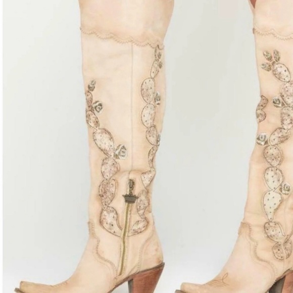Chic Cream Embroidered Women's Heeled BootsWorn with love twice!!